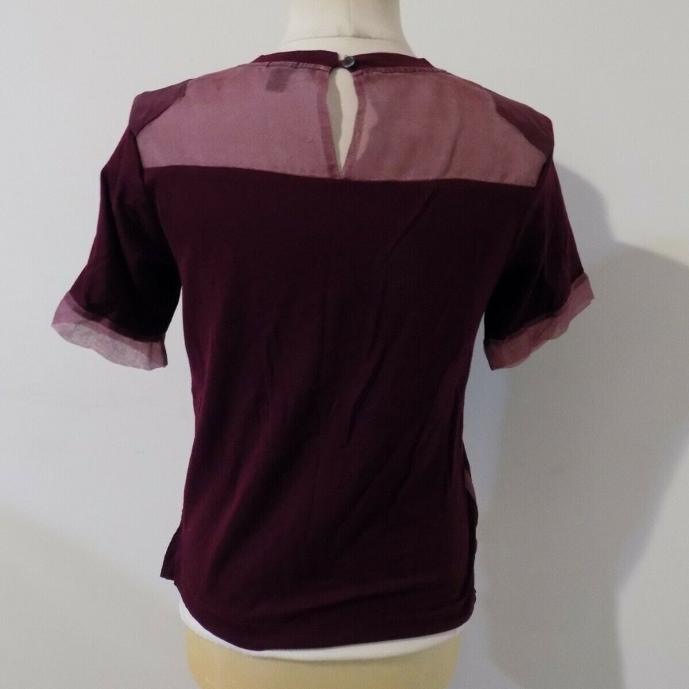 J. CREW Cranberry Short Sleeve Top with Semi-Sheer Sections, Small - Picture 4 of 4